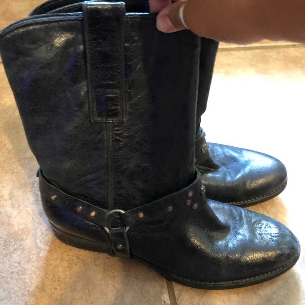 SAM EDELMAN LakotaBlack Leather Moto Boots - 9M